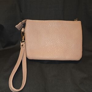Ballet Pink/Tan Zippered Wristlet Wallet
